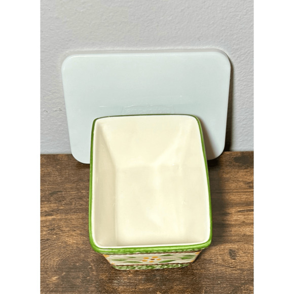 Temptations by Tara Presentable Ovenware Old World Green Small Loaf Pan w/ lid - Picture 7 of 12